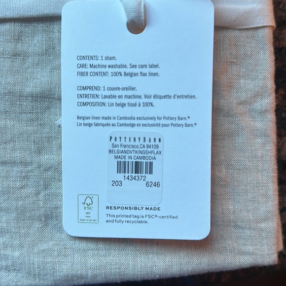 Belgian Flax Linen King Sham - Picture 2 of 3